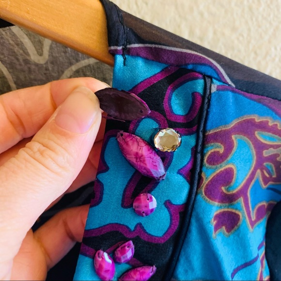 HALE BOB Silk Chiffon Jeweled Tunic Top - Picture 8 of 11